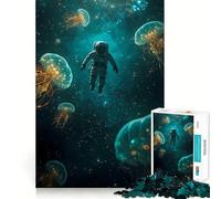 Rompecabezas para Adolescentes de 1000 Piezas Astronauta en el Espacio con Medusas,articulaciones Suaves,Juguete Divertido para desarrollar la Mente,Juego Relajante,Regalo de cumpleaños (50x75cm)