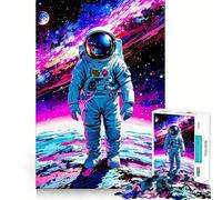 Rompecabezas para Adolescentes de 1000 Piezas Astronauta en el Espacio con Nebulosa Colorida,articulaciones Suaves,Divertido para ejercitar el Cerebro,Juego Relajante, Divertido