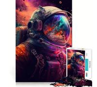 Rompecabezas para Adolescentes de 1000 Piezas Astronauta en el Espacio,Corte Premium,Divertido,Juego Inteligente,Regalo,Juego rápido,Pieza de Arte navideña (38x52cm)