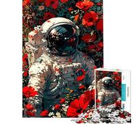 Rompecabezas para Adolescentes de 1000 Piezas Astronauta en un Campo de Amapolas Rompecabezas para Adolescentes Juego de ingenio Regalo para Mujeres difícil y desafiante (tamaño 50x75cm)