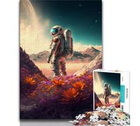 Rompecabezas para Adolescentes de 1000 Piezas Astronauta en un Hermoso Paisaje Rompecabezas para Adultos antiestrés desafío difícil decoración única para el hogar y Regalos 26x38cm
