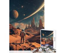 Rompecabezas para Adolescentes de 1000 Piezas Astronauta en un Planeta alienígena Juguete Educativo Regalo de Amigo Secreto Juego práctico fomenta el Amor Entre Parejas tamaño 38x26cm