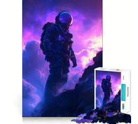 Rompecabezas para Adolescentes de 1000 Piezas Astronauta en una Nebulosa púrpura,Corte Premium,Divertido,Juego Inteligente,Regalo,Juego rápido,Pieza de Arte navideña (38x52cm)