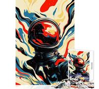 Rompecabezas para Adolescentes de 1000 Piezas Astronauta Espacial Abstracto en el Espacio Juguetes antiestrés Regalo de cumpleaños Juegos Divertidos Actividades Divertidas en casa tamaño 50x75cm