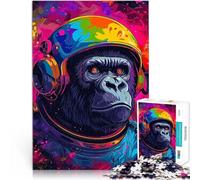 Rompecabezas para Adolescentes de 1000 Piezas Astronauta Gorila Espacial Juego de Preguntas Cada Pieza es única: un desafiante y Divertido Juego Familiar 50x70cm