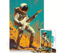 Rompecabezas para Adolescentes de 1000 Piezas,Astronauta,Guitarra,Música,Mediados de Siglo,Corte Premium,Divertido,Juego Inteligente,Regalo,Tiempo de Juego Fácil,Pieza de Arte Navideño (50x75cm)