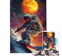Rompecabezas para Adolescentes de 1000 Piezas Astronauta Haciendo Snowboard en el Espacio Actividades Divertidas para Aprender en casa Juguete Educativo para Mayores de 14 años (38x26cm)