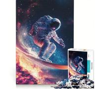 Rompecabezas para Adolescentes de 1000 Piezas: Astronauta Haciendo Snowboard en el Espacio, decoración de Pared de Juguete, para diversión Familiar, Regalo de cumpleaños, Regalos de Viaje 50x75cm