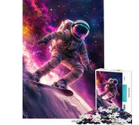 Rompecabezas para Adolescentes de 1000 Piezas Astronauta Haciendo Snowboard en el Espacio Rompecabezas para Adolescentes para aliviar Un Reto para completar Juego Educativo Juguete desafiante