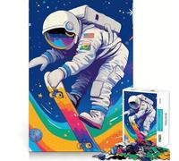 Rompecabezas para Adolescentes de 1000 Piezas Astronauta patinando en el Espacio,articulaciones Suaves,Divertido Juguete para el Cerebro,Juego Relajante,Divertido Regalo de cumpleaños (38x26cm)
