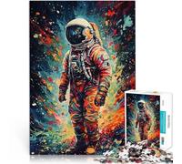 Rompecabezas para Adolescentes de 1000 Piezas Astronauta Pintura Colorida 2 Acertijo para Actividades Divertidas en casa, Regalos de cumpleaños, Regalos de Viaje, 38x26cm