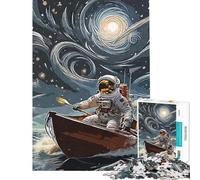 Rompecabezas para Adolescentes de 1000 Piezas Astronauta remando en un Bote Rompecabezas de precisión para Adolescentes Interacción Entre Padres e Hijos Juego de ingenio para Toda la Familia 38x52cm