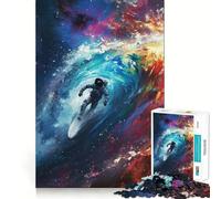 Rompecabezas para Adolescentes de 1000 Piezas Astronauta,Surf cósmico,articulaciones Suaves,Divertido para ejercitar el Cerebro,Juego Relajante, (38x26cm)
