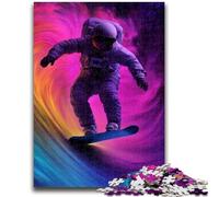 Rompecabezas para Adolescentes de 1000 Piezas: Astronauta surfeando, Entrena tu Cerebro y Tus Manos, interacción Entre Padres e Hijos para Mayores de 14 años, 38x26cm