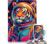Rompecabezas para Adolescentes de 1000 Piezas Astronauta Tigre Espacial Juego Educativo Familiar Juguetes de decoración del hogar 38x26cm