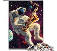 Rompecabezas para Adolescentes de 1000 Piezas: Astronauta Tocando el saxofón Antiestrés con Piezas aleatorias y Totalmente entrelazables para niños de 14 años (tamaño 50x75cm)