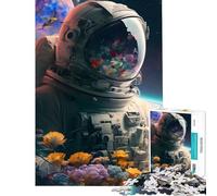 Rompecabezas para Adolescentes de 1000 Piezas Astronautas y Flores Diversión en casa Ideal para Pasar el Tiempo Durante Las Vacaciones Juegos Divertidos para Mayores de 14 años (38x52cm)