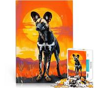 Rompecabezas para Adolescentes de 1000 Piezas Atardecer de Perro Salvaje Africano Juegos Juguetes Regalo Una Obra de Arte 38x26cm