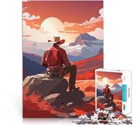 Rompecabezas para Adolescentes de 1000 Piezas Atardecer de Vaquero Desafío difícil para aliviar el estrés Regalo Divertido 75x50cm