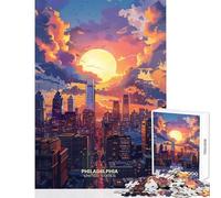 Rompecabezas para Adolescentes de 1000 Piezas: Atardecer en Filadelfia EE UU Juguete Decorativo de Pared Gran Regalo Juegos educativos interacción Entre Padres e Hijos (tamaño 50x75cm)