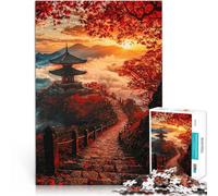 Rompecabezas para Adolescentes de 1000 Piezas Atardecer en la Pagoda Japonesa Alivio del estrés Regalos de cumpleaños, Regalos, Arte Mural 75x50cm