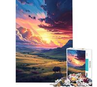 Rompecabezas para Adolescentes de 1000 Piezas Atardeceres sobre una Amplia Zona Juego desafiante Juguete para ejercitar la Mente Difícil Excelentes Regalos y Juguetes (Tamaño 50x75cm)