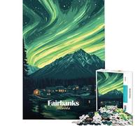 Rompecabezas para Adolescentes de 1000 Piezas Aurora Boreal de Fairbanks Alaska Juego desafiante Juguetes para Toda la Familia Mejora la Memoria Regalos de Amigo Invisible (tamaño 50x75cm)