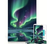 Rompecabezas para Adolescentes de 1000 Piezas Aurora Boreal sobre Frozen Corte Premium Divertido Juego Inteligente Regalo Fácil Tiempo de Juego Pieza de Arte Navideño (38x26cm)