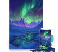 Rompecabezas para Adolescentes de 1000 Piezas Aurora Boreal sobre montañas Nevadas Juego Divertido para ejercitar la Mente y desarrollar el Cerebro Ideal para Relajarse cumpleaños