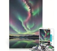 Rompecabezas para Adolescentes de 1000 Piezas: Aurora Boreal sobre un Lago Tranquilo Juguetes antiestrés, Carrera de Velocidad Manual, para Fortalecer el Amor en Pareja 50x75cm
