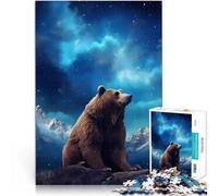 Rompecabezas para Adolescentes de 1000 Piezas Aurora Estrellada del Oso Pardo Juego desafiante Colección de Artistas, Bellas Artes 52x38cm