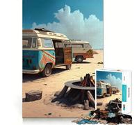 Rompecabezas para Adolescentes de 1000 Piezas Autobús en la Playa,Piezas de Ajuste preciso,Juguete lógico y Divertido,Juego Tranquilo,Juego de Arte para cumpleaños (38x26cm)