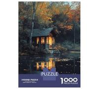 Rompecabezas para Adolescentes De 1000 Piezas Autumn Cabin by The Lake Rompecabezas para Adultos Juguete Decoración De Pared Regalo De Cumpleaños Juego Desafiante Regalos 70x50cm/1000pcs