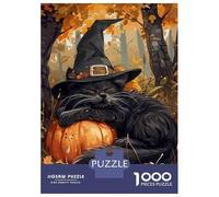 Rompecabezas para Adolescentes De 1000 Piezas Autumn Cat Sleeping on A Pumpkin Rompecabezas para Adultos Juguete Decoración De Pared Carrera De Velocidad Manual Desafío Educativo 38x26cm/1000pcs
