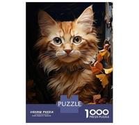 Rompecabezas para Adolescentes De 1000 Piezas Autumn Leaves Cat Collage Rompecabezas para Adultos Juegos Relajantes Corte De Precisión Diversión En Casa Actividades, 38x26cm/1000pcs
