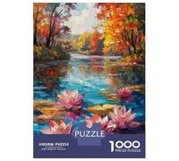 Rompecabezas para Adolescentes De 1000 Piezas Autumn Water Lily Pond Rompecabezas DIY Juguetes Vacaciones En Casa Matar El Tiempo Cumpleaños Y Navidad 52x38cm/1000pcs