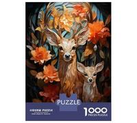 Rompecabezas para Adolescentes De 1000 Piezas Autumnal Deer Family Scene Rompecabezas para Adultos Juegos Relajantes para La Diversión Familiar 38x26cm/1000pcs