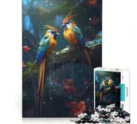 Rompecabezas para Adolescentes de 1000 Piezas Aves del paraíso bajo la Lluvia Juguetes antiestrés desafío difícil fortalece el Amor Entre Parejas 38x26cm
