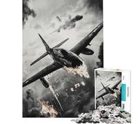 Rompecabezas para Adolescentes de 1000 Piezas Avión de Guerra en Llamas Juego desafiante Juguetes educativos Juego para Mejorar la Memoria Regalos de Amigo Invisible (Tamaño 75x50cm)