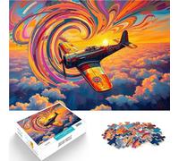 Rompecabezas para Adolescentes de 1000 Piezas Avión en Colores arremolinados Juguetes de Juego Interacción Entre Padres e Hijos 38x26cm