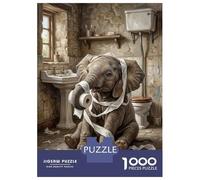 Rompecabezas Para Adolescentes De 1000 Piezas Baby Elephant in Bathroom with Toilet Paper Rompecabezas Para Adultos Juegos Relajantes Regalos Para Mujeres Regalos De Juegos Desafiantes 70x50cm/1000pcs