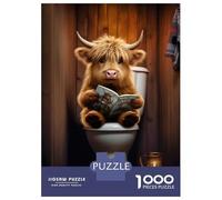 Rompecabezas para Adolescentes De 1000 Piezas Baby Highland Cow Toilet Rompecabezas para Adultos Juegos Familiares Corte De Precisión Regalos Y Cumpleaños Únicos 38x26cm/1000pcs