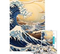 Rompecabezas para Adolescentes de 1000 Piezas Bajo la Ola de Kanagawa Rompecabezas para Adultos y Familia Juego Que Mejora la Memoria (tamaño 38x26cm)