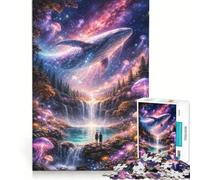 Rompecabezas para Adolescentes de 1000 Piezas Ballena de luz en un Cielo cósmico Juegos Familiares Diseño para armar Fomenta el Amor Entre Parejas 38x52cm