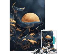 Rompecabezas para Adolescentes de 1000 Piezas Ballena Kintsugi Luna Dorada Actividades Divertidas para Aprender en casa Juguete Educativo para Mayores de 14 años (38x26cm)