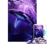 Rompecabezas para Adolescentes de 1000 Piezas Ballena Morada buceando Rompecabezas para Adultos antiestrés Mejora la Memoria Actividades Divertidas en casa (tamaño 38x52cm)