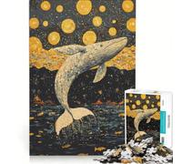 Rompecabezas para Adolescentes de 1000 Piezas Ballena Saltando hacia Las Estrellas Juego de ingenio para la interacción Entre Padres e Hijos Regalo de cumpleaños 38x52cm