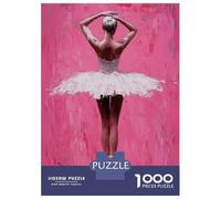 Rompecabezas para Adolescentes De 1000 Piezas Ballet Dancer in Pink Expressive Ballerina Painting Rompecabezas para Adultos Juego De Ingenio Decoración De Pared Regalos para Reducir El Estrés 52x38cm