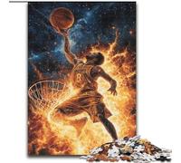 Rompecabezas para Adolescentes de 1000 Piezas: Baloncesto con Llamas Un Juego desafiante para Disfrutar en Familia con Piezas aleatorias Que encajan Perfectamente 26x38cm