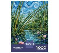 Rompecabezas para Adolescentes De 1000 Piezas Bamboo and Water Lilies Painting Rompecabezas para Adultos Juego Práctico Mejora La Memoria Gran Regalo para Jugar 52x38cm/1000pcs